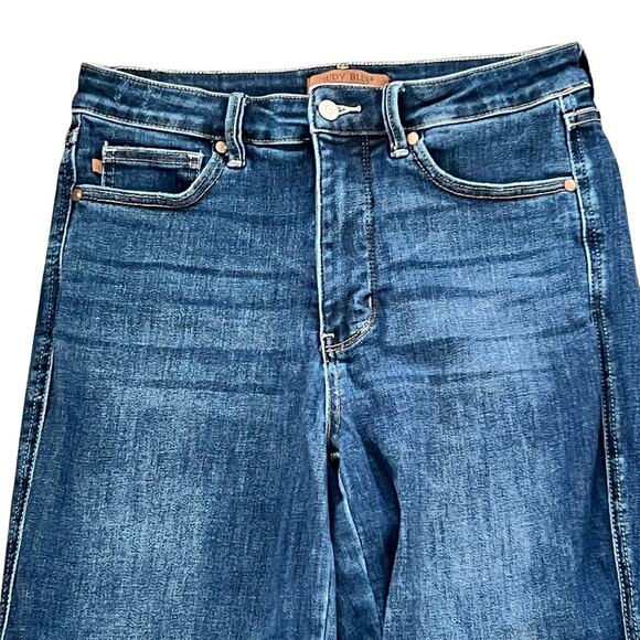 Judy Blue Straight Fit Jeans Women’s Size 11/30 Dark Wash Short Inseam 27Stretch - Picture 3 of 9